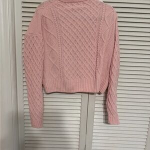 Pink Republic Dusty Pink Cable Knit Crewneck Sweater